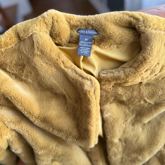 Chelsea & Theodore Mustard Faux Fur Coat - Picture 8 of 8